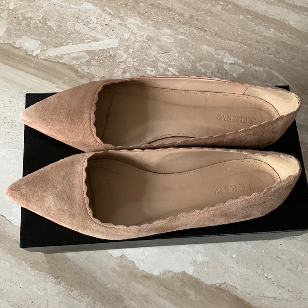 J Crew Harper Scalloped Suede Flats Size 7
